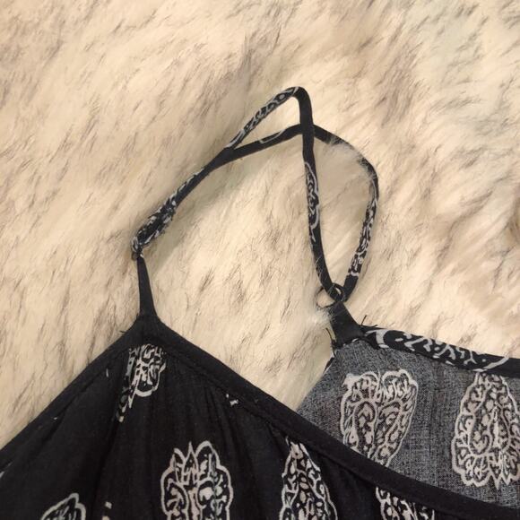 En Creme ASOS Boho Bandana Print Dark Blue & White Cold Shoulder Shift Dress - Picture 8 of 12